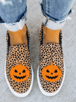 Wholesale Pumpkin Leopard Print Casual Flats