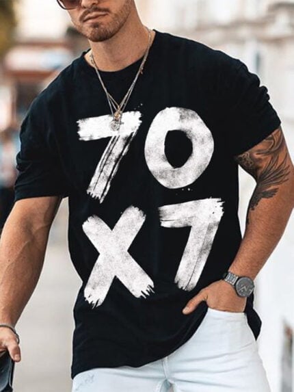7OX7 Print Casual Short Sleeve T-Shirt