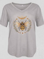 Bee Daisy Print V-Neck T-Shirt