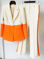 Wholesale Color Block Elegant Two Piece Suit