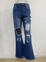 Dark blue ripped flared jeans