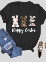 Wholesale Easter Bunny Letter Print T-Shirt