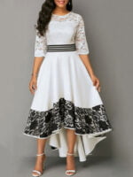 Elegant Lace Patchwork Irregular Dress