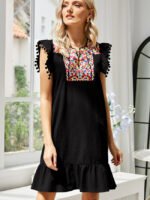 Wholesale Embroidered panel sleeveless dress
