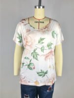 Wholesale V-Neck Fashion Print Short Sleeve T-Shirt