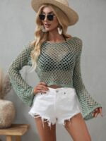 Wholesale Flared Sleeve Cutout Knit Top