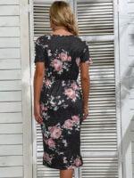 Wholesale Floral-print drawstring casual dress