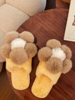 Flower warm plush slippers