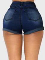 Hemming High Waist Skinny Denim Shorts