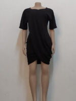 Wholesale Irregular Solid Color Short Sleeve Dress