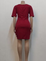 Wholesale Irregular Solid Color Short Sleeve Dress