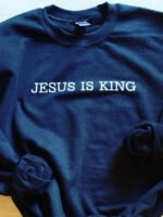 JESUS IS KING Letter Print Long Sleeve Top