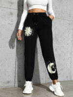 Knot Waist Stars And Moon Tapered Pants