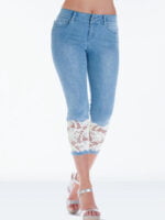 Lace Cutout Panel Cropped Jeans