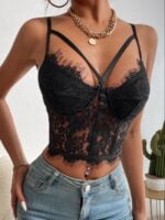 Lace Hollow Out Spaghetti Strap Lingerie