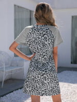 Wholesale Leopard-paneled short-sleeve dress