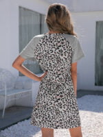 Wholesale Leopard-paneled short-sleeve dress