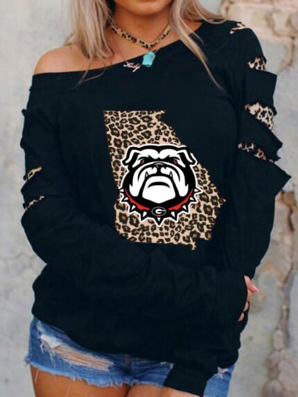 Leopard print crew neck sweatshirt