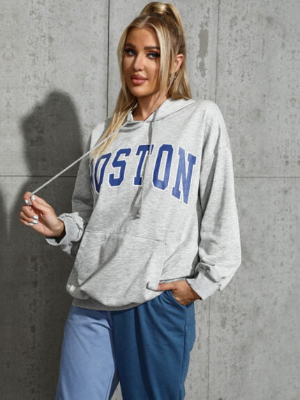 Letter Graphic Drawstring Hoodie