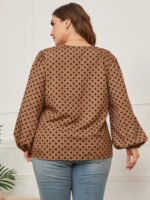 Plus Polka Dot V-neck Blouse