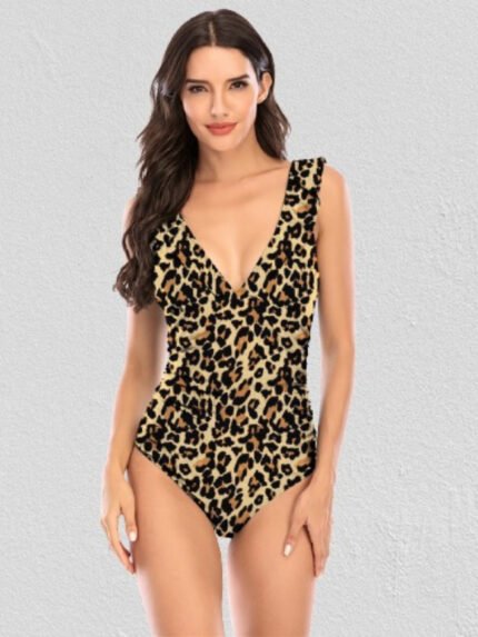 Wholesale Printed Sexy V-Neck One Piece Swimsuit