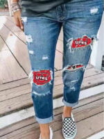 Printed straight-leg micro-flare jeans