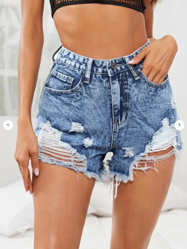 Ripped High Waist Denim Shorts Tob Wholesale 4047