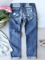 SF letter Print Patch Ripped Causal Jeans