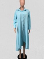 Wholesale Solid Color Lapel Irregular Shirt Dress
