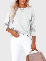 Solid Color Round Neck Long Sleeve T-Shirt