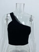 Wholesale Solid color sloping shoulder slim vest