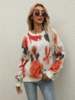 Splicing Printed Knitted Sweater