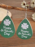 Wholesale Water drop clover simple letter reversible leather earrings