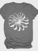 Wholesale Sunflower Print Casual Short Sleeve T-Shirt
