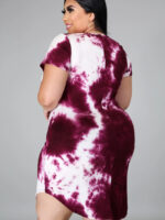 Wholesale Tie-dye Print Irregular Hem Dress