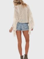 Wholesale V-neck fringed knitted bikini beach blouse