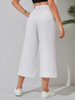 Wholesale White Wide-Leg Cropped Jeans