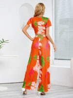 Wholesale printed wide leg trousers two piece