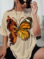 Wholesale Flaming Butterfly Graphic T-Shirt