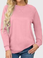 Wholesale Pink Long Sleeve Crewneck Top