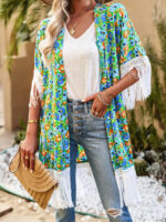 Wholesale Floral Fringe Panel Beach Cover Up