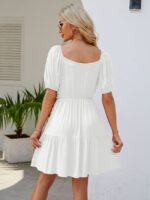 Wholesale Square Neck Puff Sleeve A-Line Dress