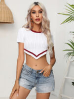 Wholesale Fashion Short Sleeve Cropped Knit Top