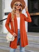 Wholesale Solid Color Button Long Sleeve Knit Cardigan