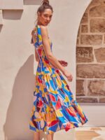 Wholesale Contrasting Print Summer Slip Dress