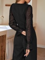 Wholesale Elegant V-Neck Mesh Stitching Jumpsuit