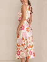 Wholesale Floral Sleeveless Satin Dress