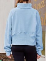 Wholesale Half Zip Cropped Stand Collar Fleece Sweatshirt