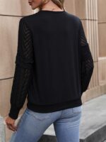 Wholesale Solid Color Mesh Stitching Long Sleeve Top