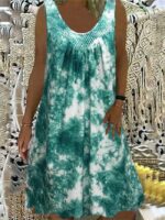 Wholesale Tie Dye Printed Lace Sleeveless Dress